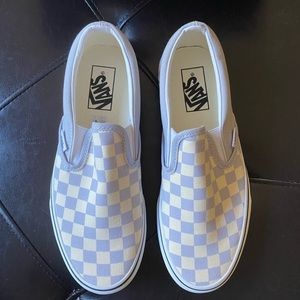 Womens Vans slip-ons gray and white checkerboard size 8.5